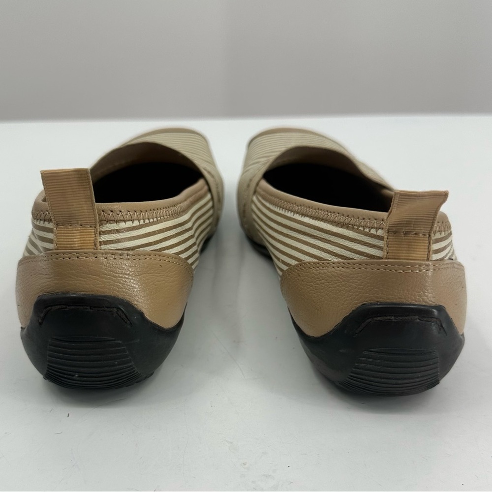 Ros Hommerson Carol Slip On Shoes Taupe Tan White Stripes Womens 7 - Picture 3 of 9